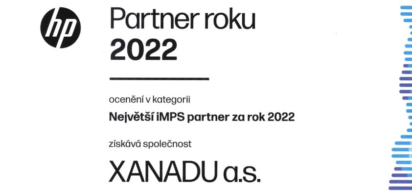Společnost XANADU byla oceněna jako největší HP iMPS partner za rok 2021