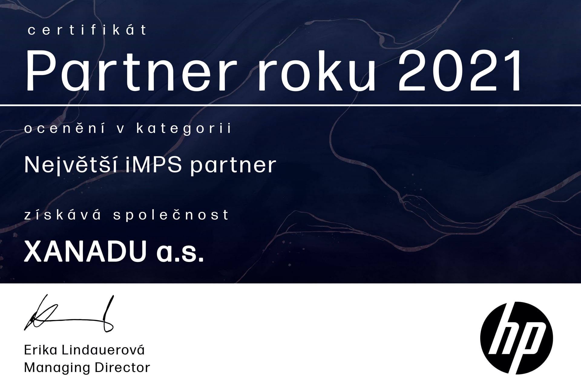 Společnost XANADU byla oceněna jako největší HP iMPS partner za rok 2022